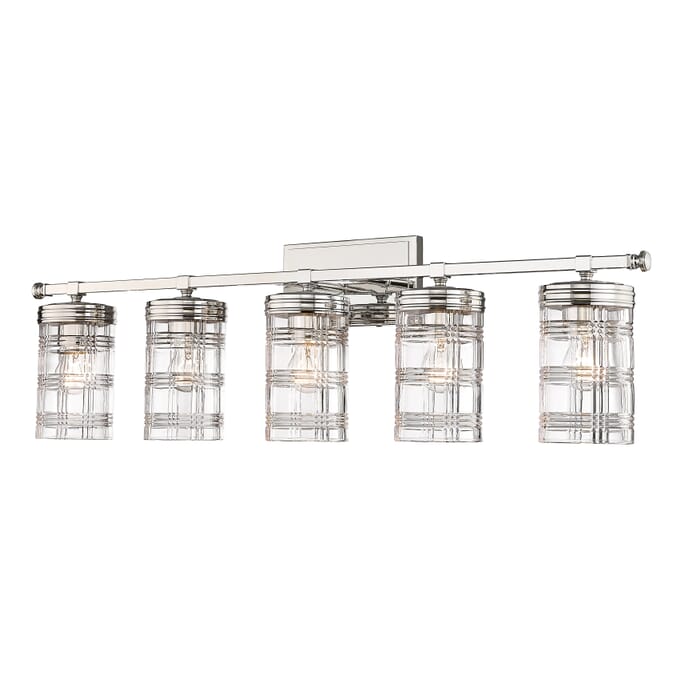Z-Lite Archer 5-Light Bathroom Vanity Light In Polished Nickel Z-Lite Archer 5-Light Bathroom Vanity Light In Polished Nickel