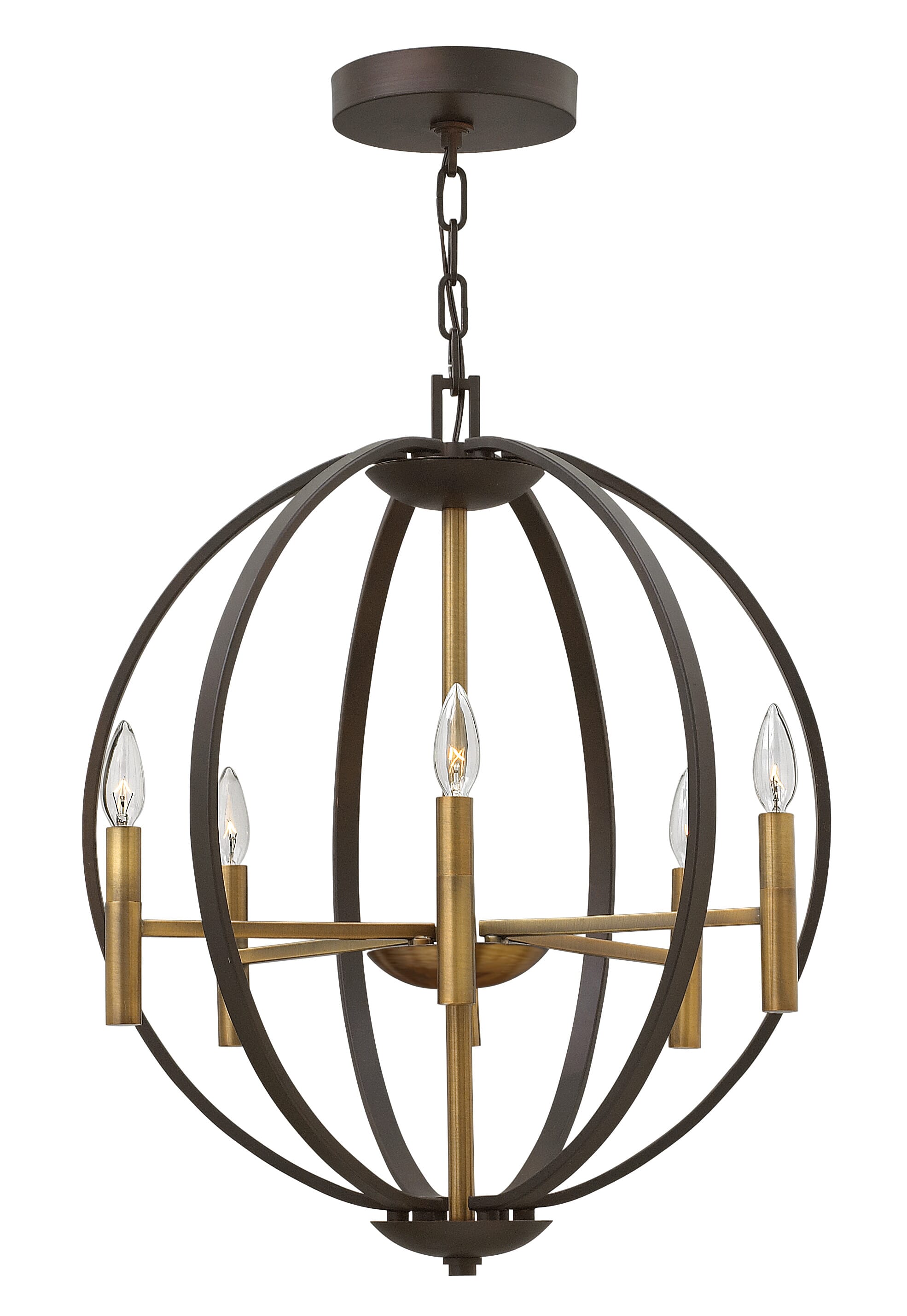 Spanish Bronze LED Foyer Pendant from the Euclid Collection