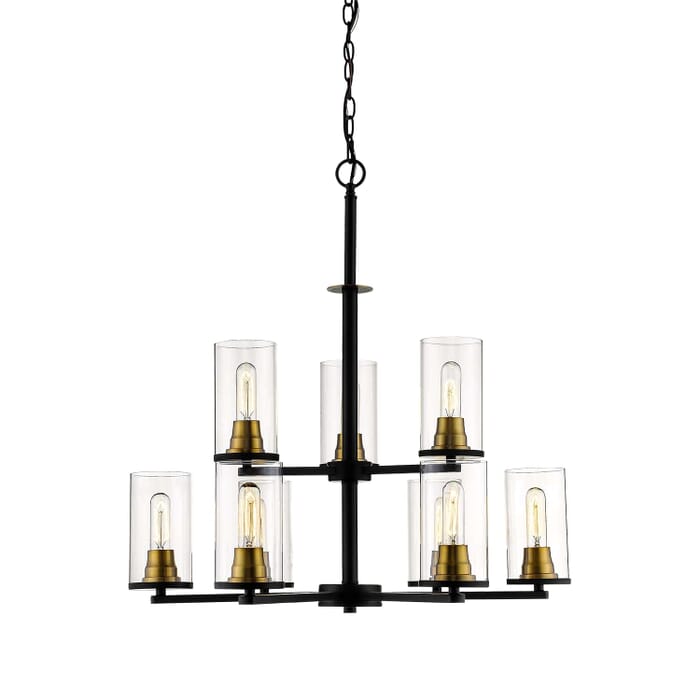Millennium Lighting Pasadena 9-Light 28.5" Chandelier in Matte Black and Heirloom Bronze Millennium Lighting Pasadena 9-Light 28.5" Chandelier in Matte Black and Heirloom Bronze