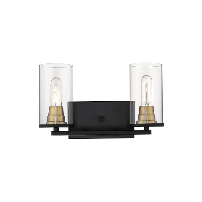Millennium Lighting Burbank 2-Light Bathroom Vanity Light in Matte Black and Heirloom Bronze Millennium Lighting Burbank 2-Light Bathroom Vanity Light in Matte Black and Heirloom Bronze