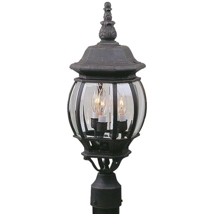 French Style 3-Light Post Mount in Textured Black French Style 3-Light Post Mount in Textured Black