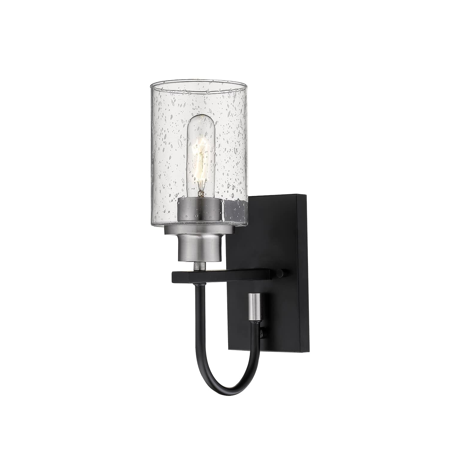 Clifton 1-Light 13.5" Wall Sconce in Matte Black and Brushed Nickel