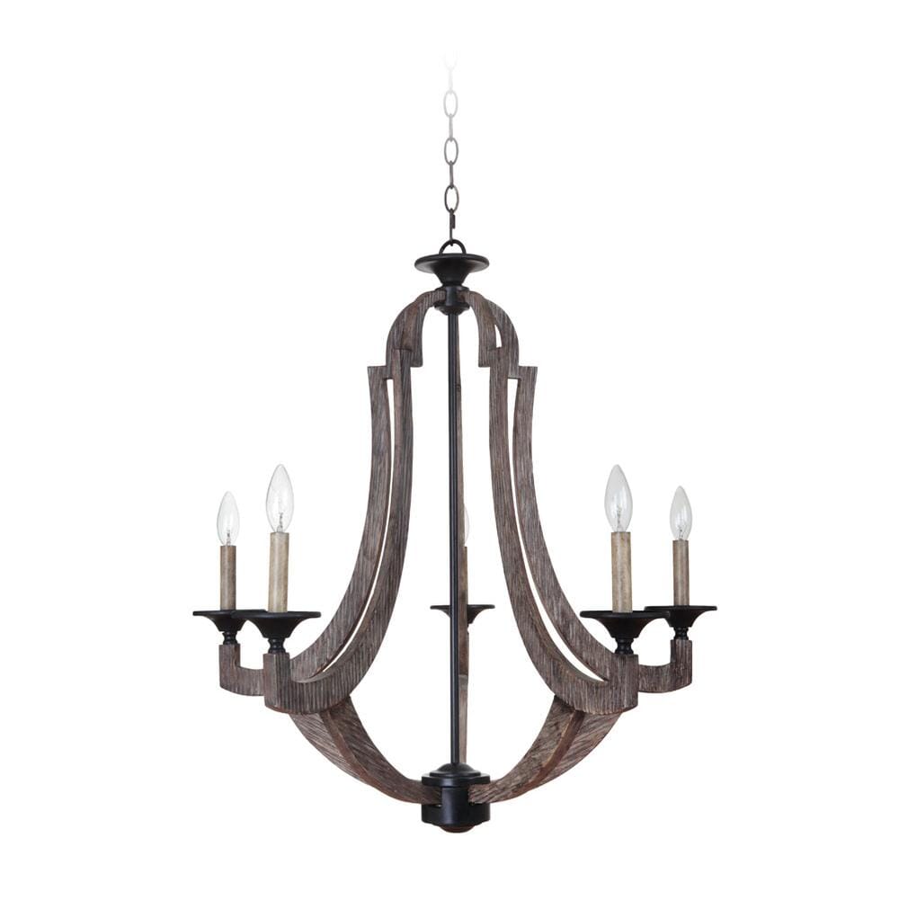 Winton Rustic 5-Light Chandelier in Weathered Pine