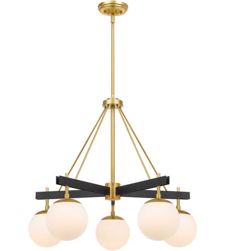 Varaluz Allie 5-Light Transitional Chandelier in Black with Satin Brass