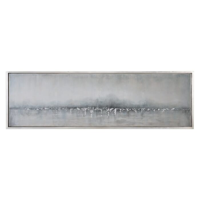 Uttermost Tides Edge Abstract Art in Silver Leaf Gallery Frame Uttermost Tides Edge Abstract Art in Silver Leaf Gallery Frame