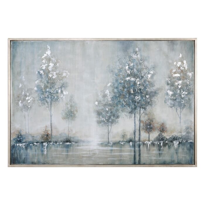 Uttermost Walk In The Meadow Landscape Art in Silver Leaf Gallery Frame Uttermost Walk In The Meadow Landscape Art in Silver Leaf Gallery Frame