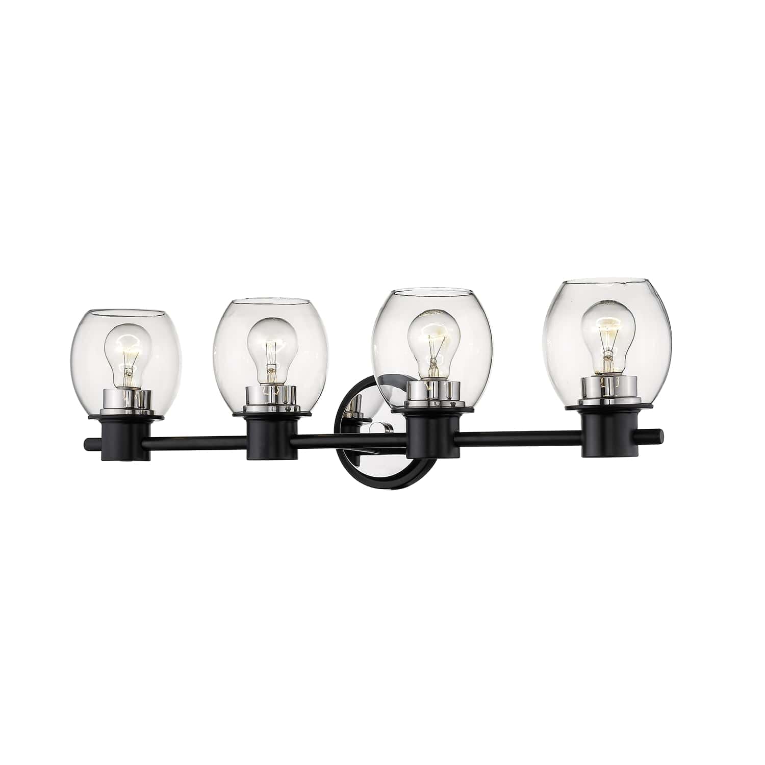 4-Light 32" Bathroom Vanity Light in Matte Black and Polished Nickel