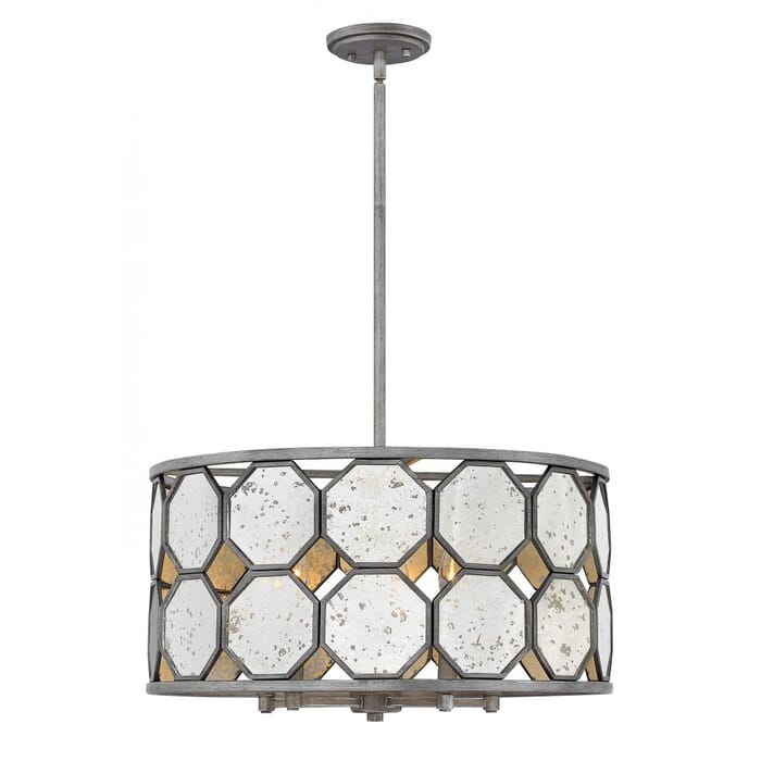 Hinkley Lara 5-Light Single Tier Drum Pendant in Brushed Silver Hinkley Lara 5-Light Single Tier Drum Pendant in Brushed Silver