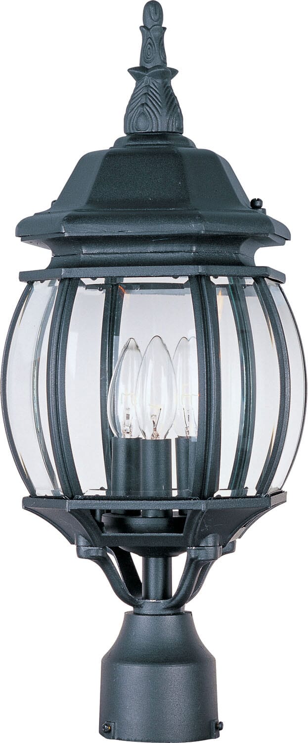 Crown Hill 3-Light Outdoor Pole with Post Lantern in Black