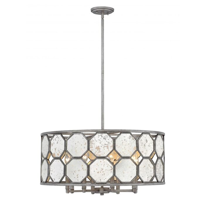 Hinkley Lara 8-Light Single Tier Drum Pendant in Brushed Silver Hinkley Lara 8-Light Single Tier Drum Pendant in Brushed Silver