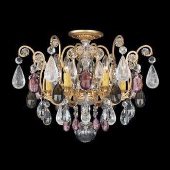 Schonbek Renaissance Rock Crystal 6-Light Ceiling Light in Heirloom Gold with Amethyst And Black Diamond Rock Crystal Colors Crystals