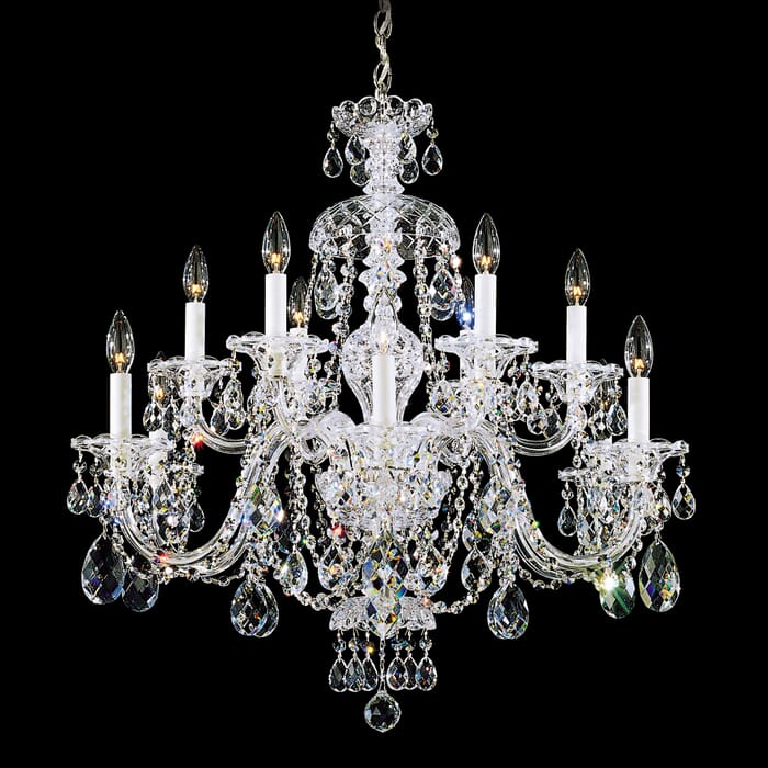 Schonbek Sterling 12-Light Chandelier in Silver with Clear Crystals From Swarovski Crystals Schonbek Sterling 12-Light Chandelier in Silver with Clear Crystals From Swarovski Crystals