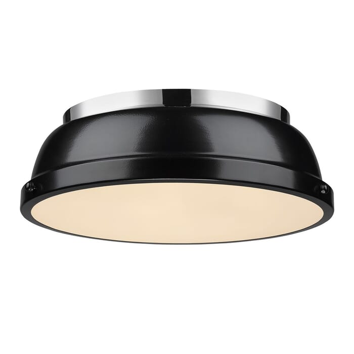 Golden Duncan 2-Light 14" Ceiling Light in Chrome and Black Golden Duncan 2-Light 14" Ceiling Light in Chrome and Black