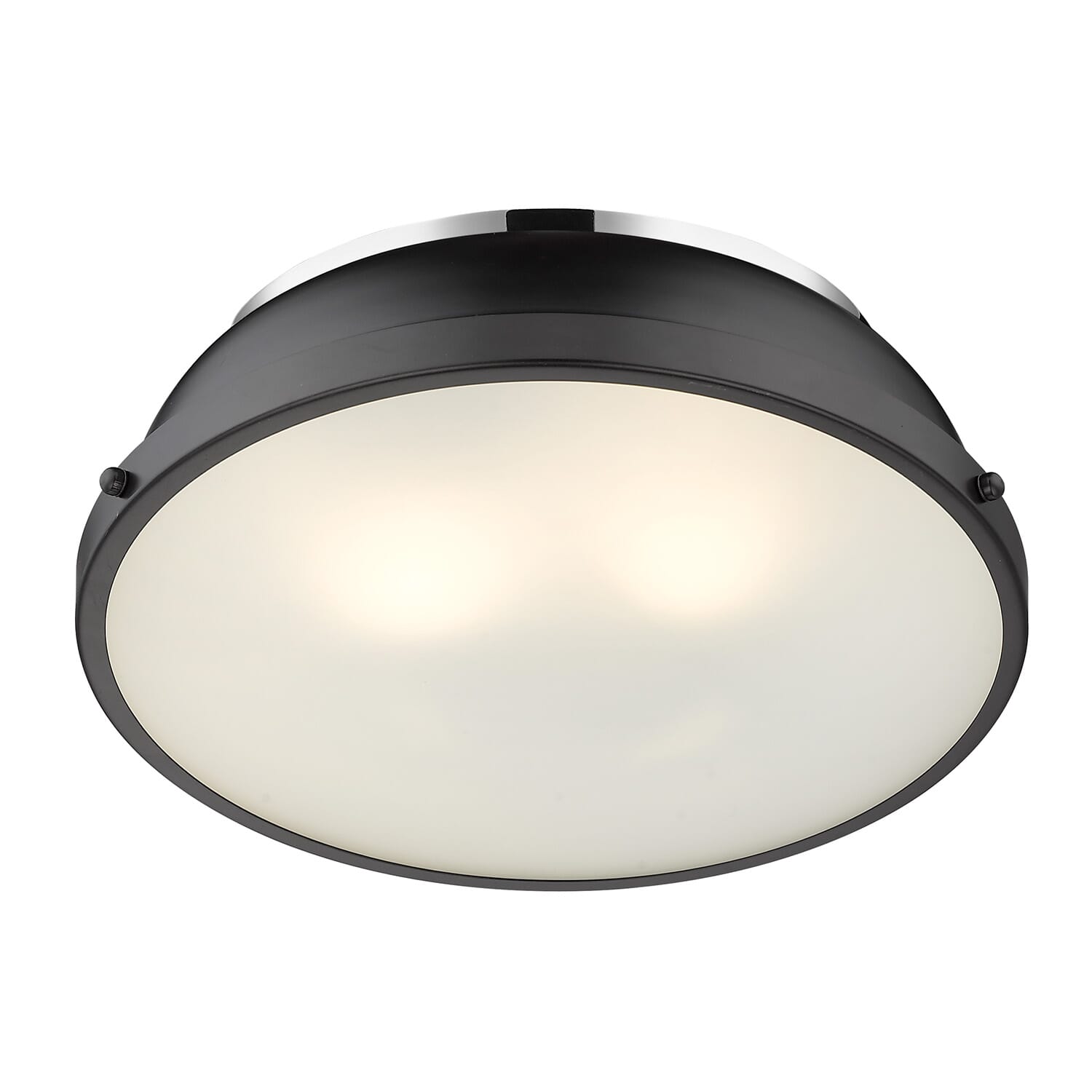 Golden Duncan 2-Light 14" Ceiling Light in Chrome and Matte Black