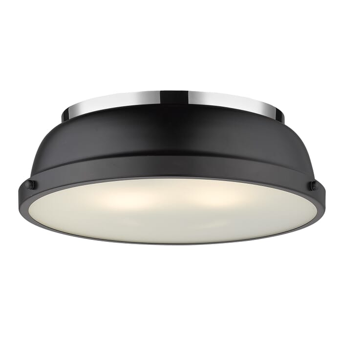 Golden Duncan 2-Light 14" Ceiling Light in Chrome and Matte Black Golden Duncan 2-Light 14" Ceiling Light in Chrome and Matte Black