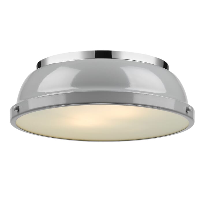 Golden Duncan 2-Light 14" Ceiling Light in Chrome and Gray Golden Duncan 2-Light 14" Ceiling Light in Chrome and Gray