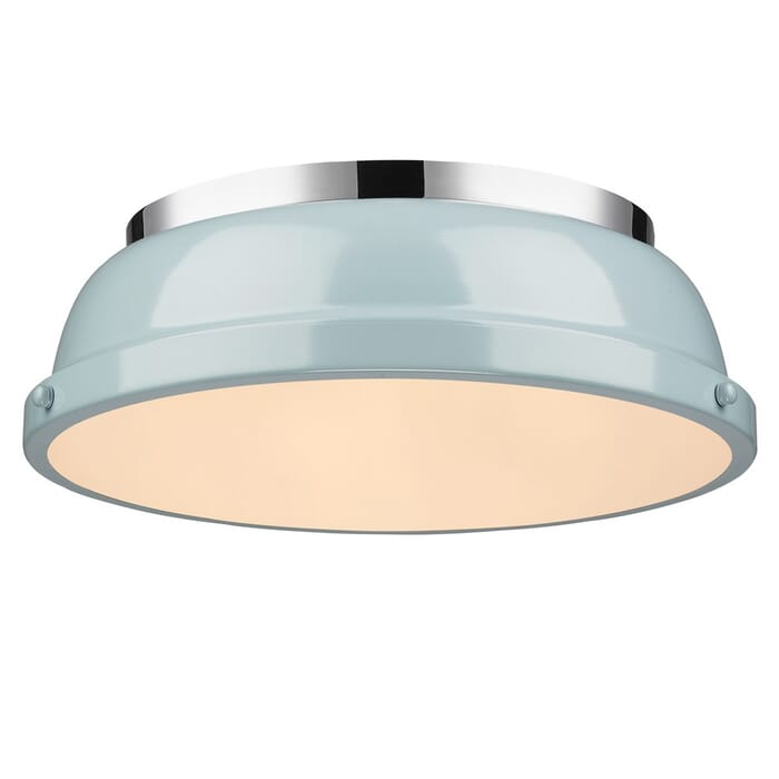 Golden Duncan 2-Light 14" Ceiling Light in Chrome and Seafoam Golden Duncan 2-Light 14" Ceiling Light in Chrome and Seafoam