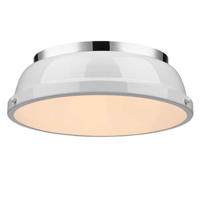 Golden Duncan 2-Light 14" Ceiling Light in Chrome and White Golden Duncan 2-Light 14" Ceiling Light in Chrome and White