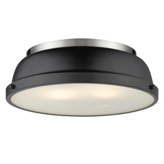 Golden Duncan 2-Light 14" Ceiling Light in Pewter and Matte Black Golden Duncan 2-Light 14" Ceiling Light in Pewter and Matte Black