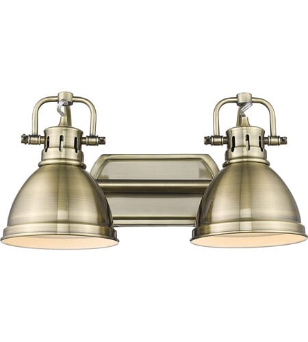 Golden Duncan 2-Light Bathroom Vanity Light in Aged Brass