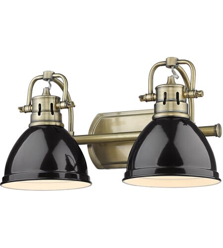 Golden Duncan 2-Light Bathroom Vanity Light in Aged Brass