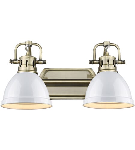 Golden Duncan 2-Light Bathroom Vanity Light in Aged Brass