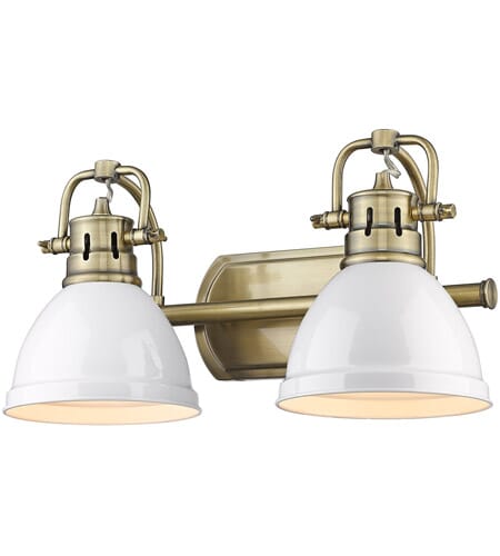 Golden Duncan 2-Light Bathroom Vanity Light in Aged Brass