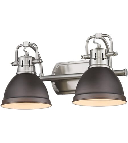 Golden Duncan 2-Light Bathroom Vanity Light in Pewter
