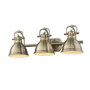 Golden Duncan 3-Light 25" Bathroom Vanity Light in Aged Brass