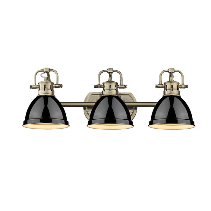 Golden Duncan 3-Light 25" Bathroom Vanity Light in Aged Brass Golden Duncan 3-Light 25" Bathroom Vanity Light in Aged Brass