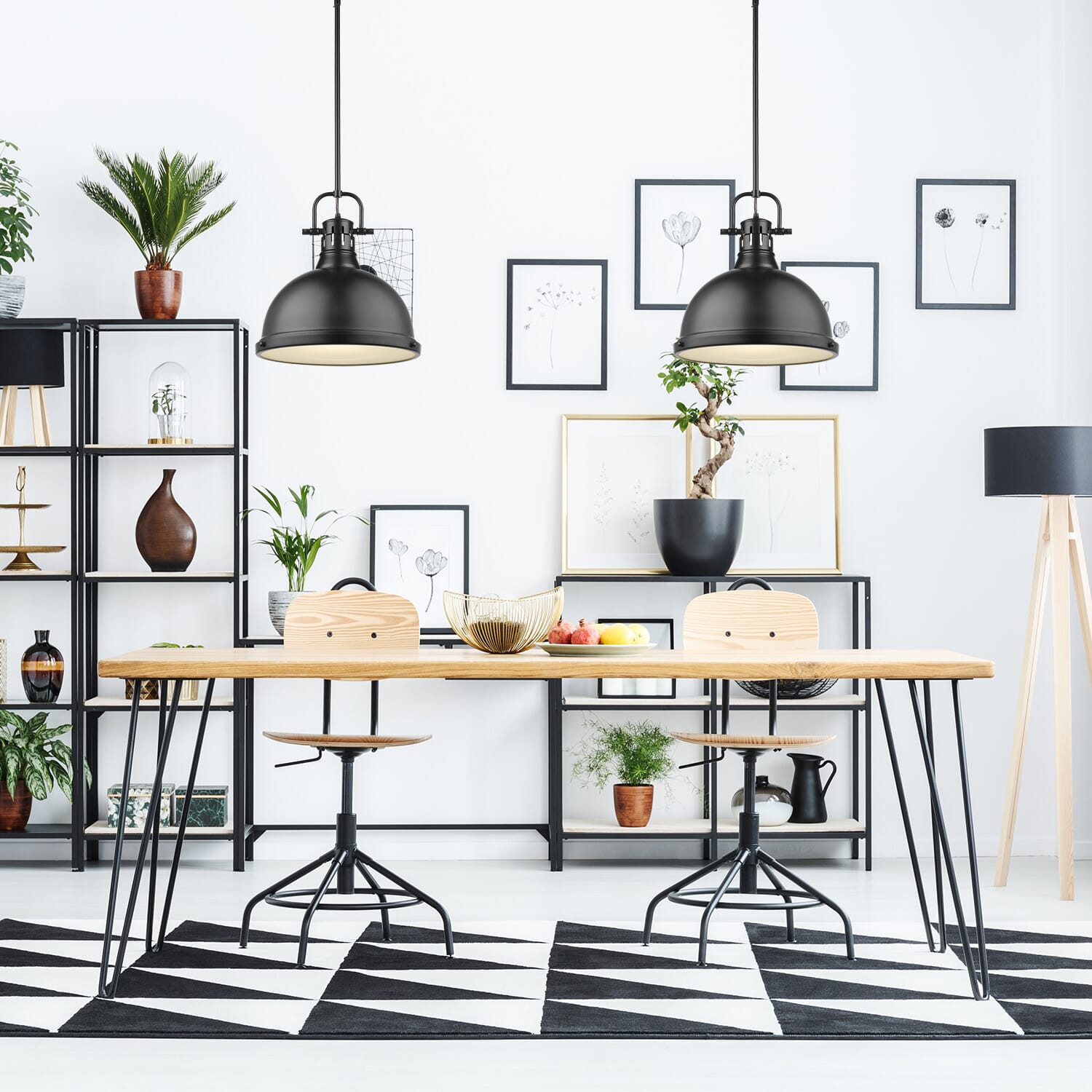 Golden Duncan 15" Pendant Light in Black
