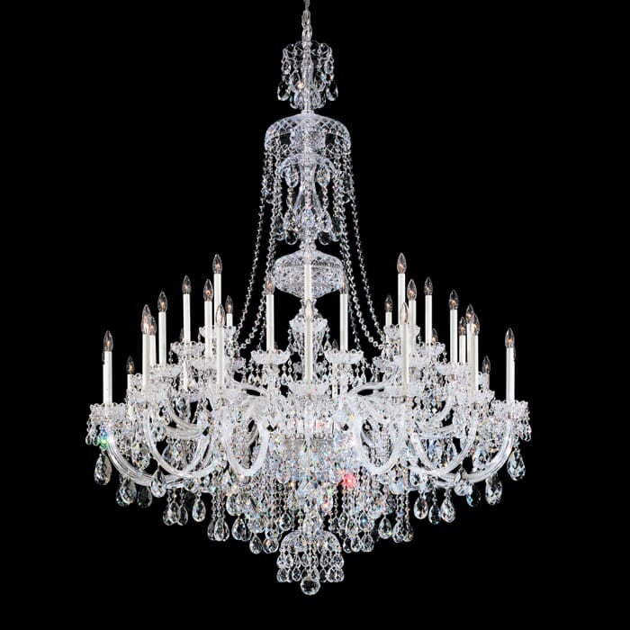 Schonbek Sterling 40-Light Chandelier in Silver with Clear Heritage Crystals Schonbek Sterling 40-Light Chandelier in Silver with Clear Heritage Crystals