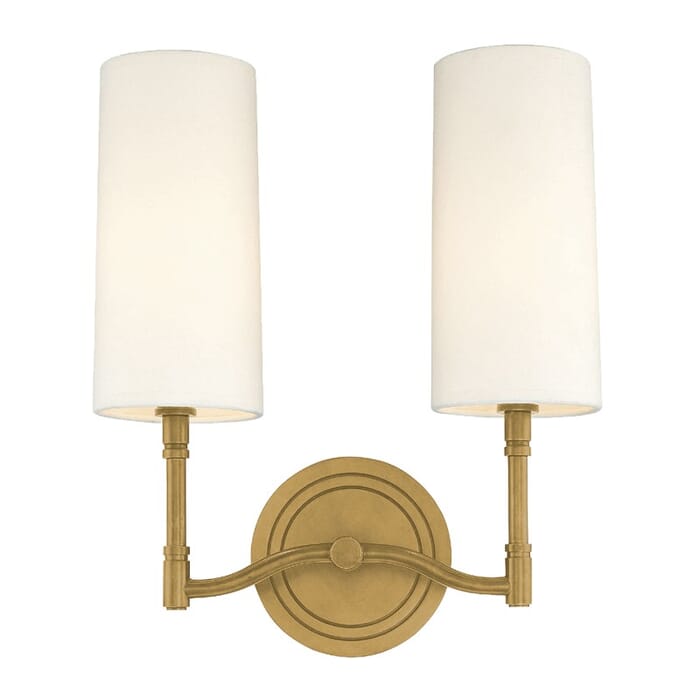 Hudson Valley Dillon 2-Light 14" Wall Sconce in Aged Brass Hudson Valley Dillon 2-Light 14" Wall Sconce in Aged Brass