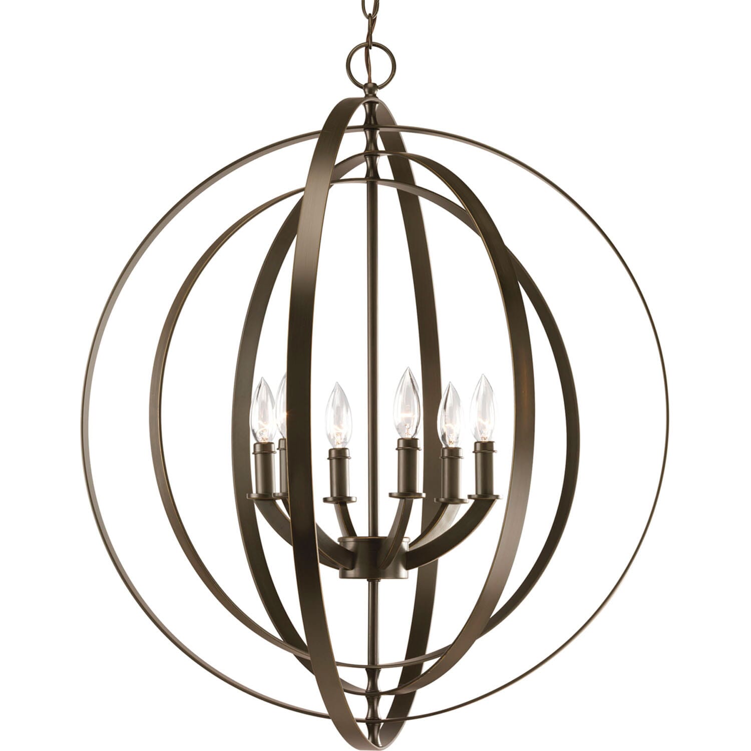 Antique Bronze Six Light Foyer Pendant from the Equinox Collection