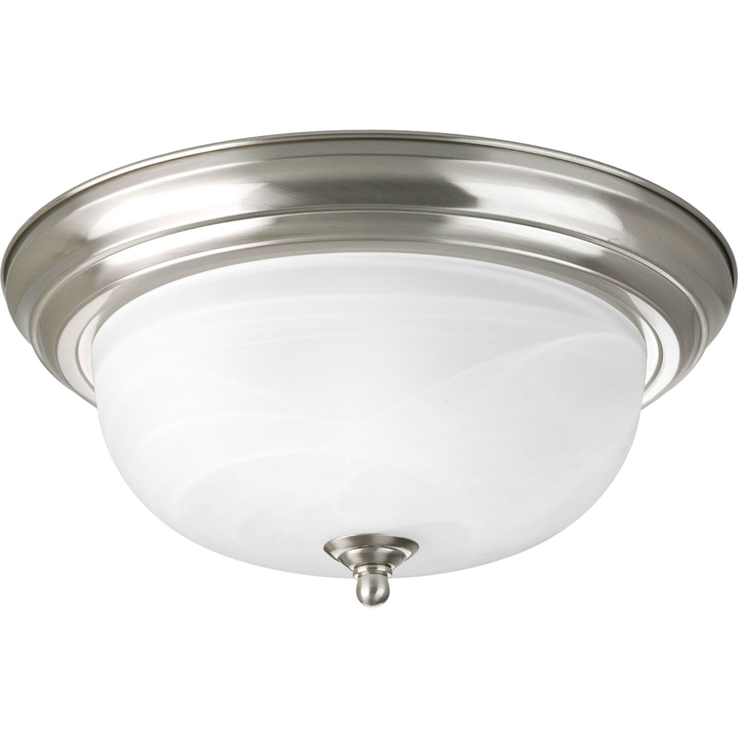Brushed Nickel Two Light Flush Mount from the Dome Glass - Alabaster Collection