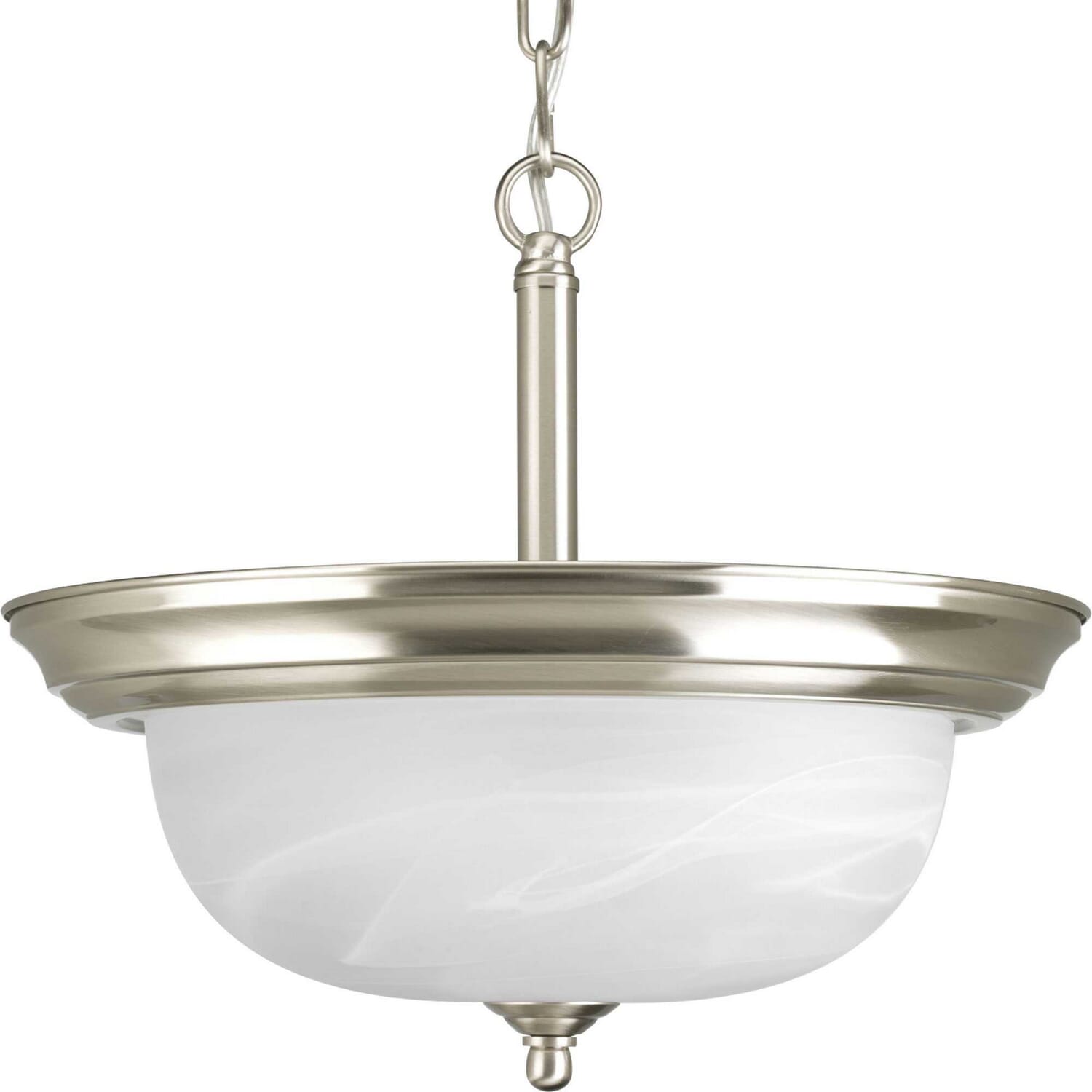 Brushed Nickel Two Light Semi-Flush Mount from the Dome Glass - Alabaster Collection