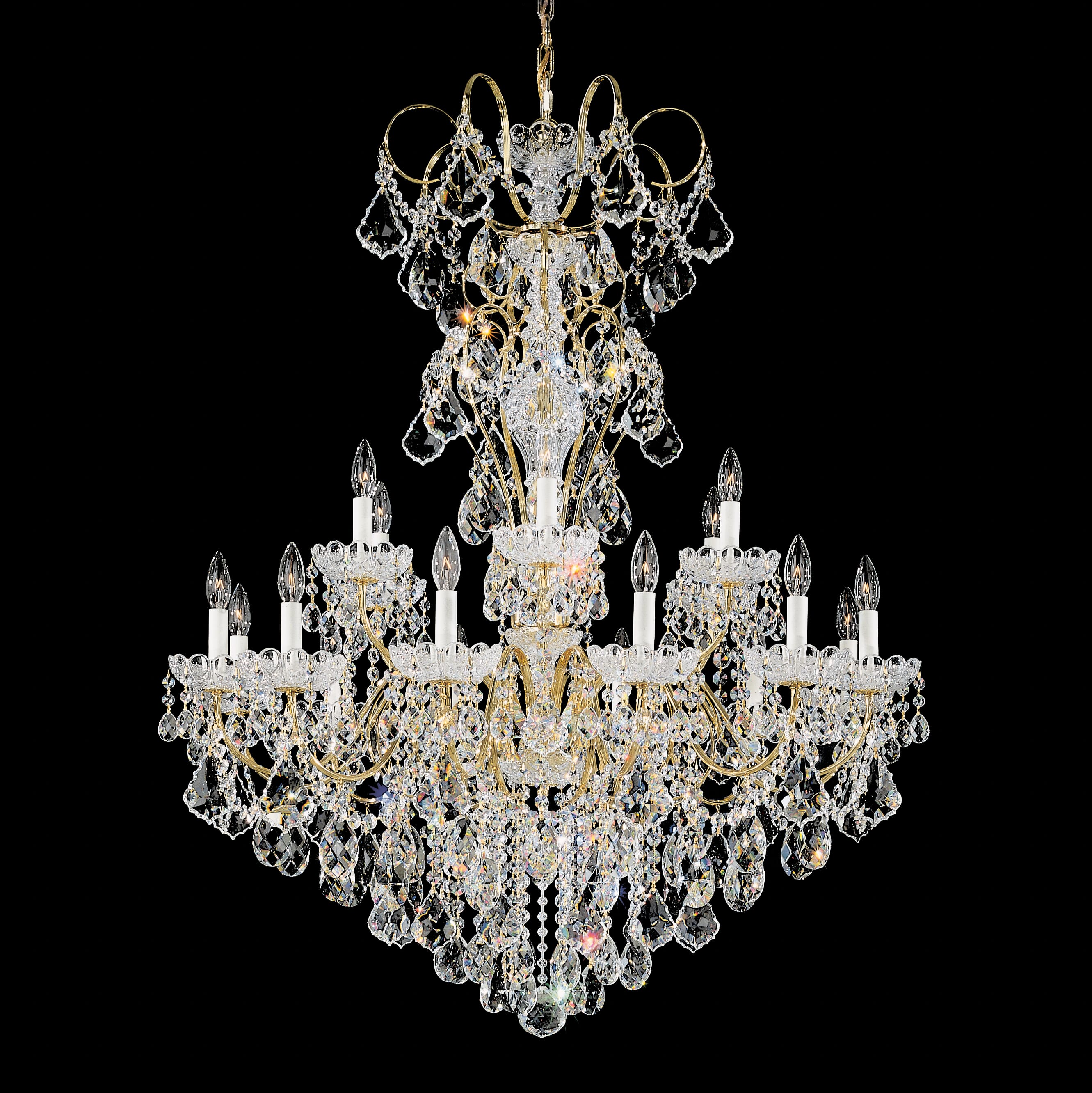 Schonbek New Orleans 18-Light Chandelier in Gold with Clear Heritage Crystals