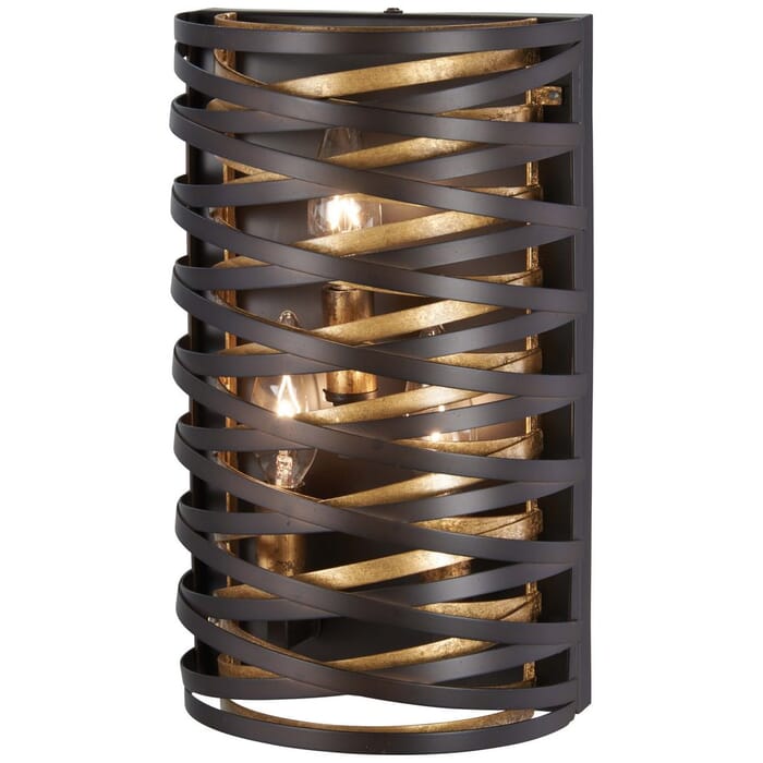 Minka Lavery Vortic Flow 8-Light 12" Wall Sconce in Dark Bronze with Mosaic Gold Inte Minka Lavery Vortic Flow 8-Light 12" Wall Sconce in Dark Bronze with Mosaic Gold Inte
