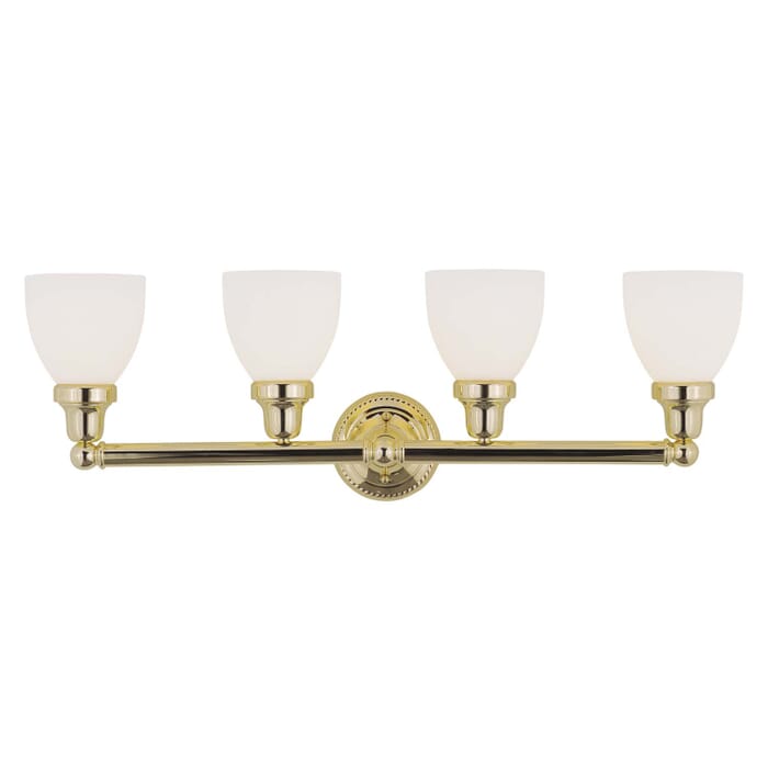 Classic 4-Light Bathroom Vanity Light in Polished Brass Classic 4-Light Bathroom Vanity Light in Polished Brass
