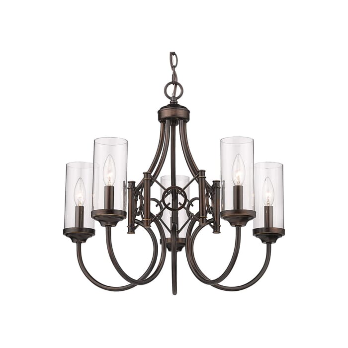 Golden Quincy 5-Light Transitional Chandelier in Cordoban Bronze Golden Quincy 5-Light Transitional Chandelier in Cordoban Bronze