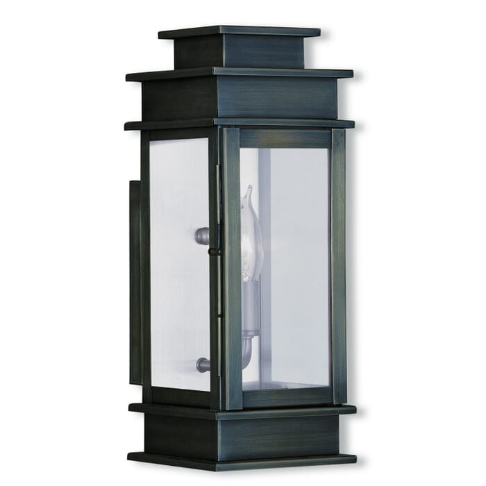 Princeton 1-Light Outdoor Wall Lantern in Vintage Pewter w with Polished Chrome Stainless Steel Princeton 1-Light Outdoor Wall Lantern in Vintage Pewter w with Polished Chrome Stainless Steel