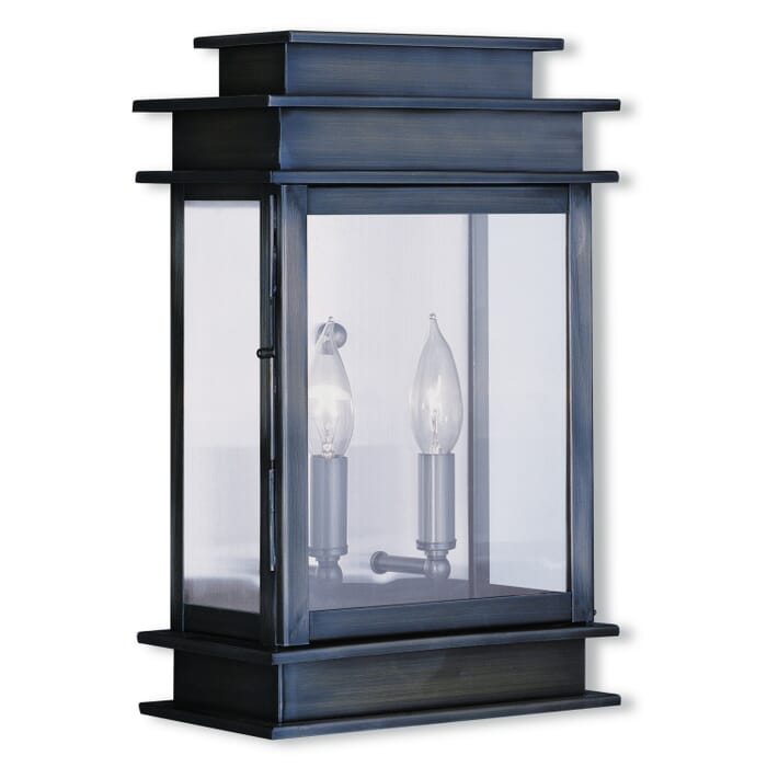 Princeton 2-Light Outdoor Wall Lantern in Vintage Pewter w with Polished Chrome Stainless Steel Princeton 2-Light Outdoor Wall Lantern in Vintage Pewter w with Polished Chrome Stainless Steel