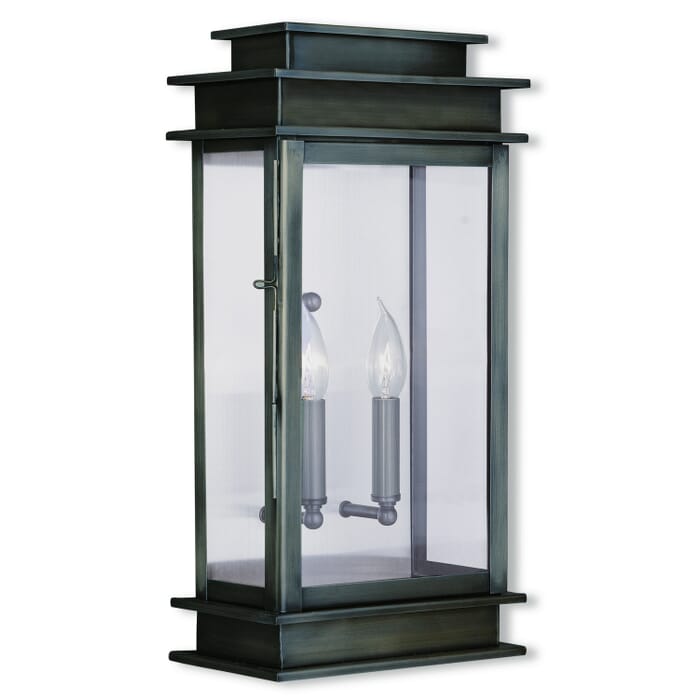 Princeton 2-Light Outdoor Wall Lantern in Vintage Pewter w with Polished Chrome Stainless Steel Princeton 2-Light Outdoor Wall Lantern in Vintage Pewter w with Polished Chrome Stainless Steel