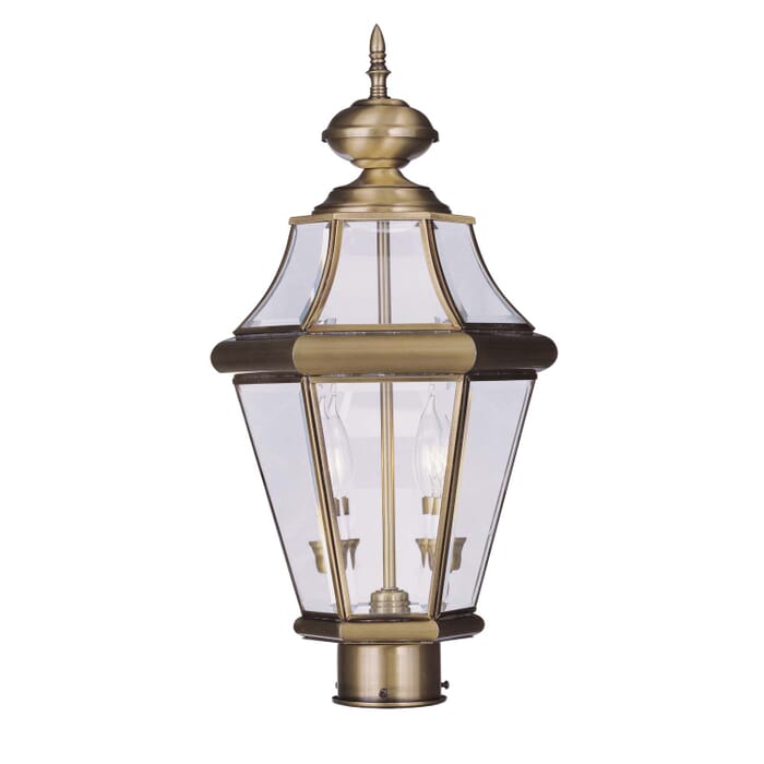 Georgetown 2-Light Outdoor Post Lantern in Antique Brass Georgetown 2-Light Outdoor Post Lantern in Antique Brass