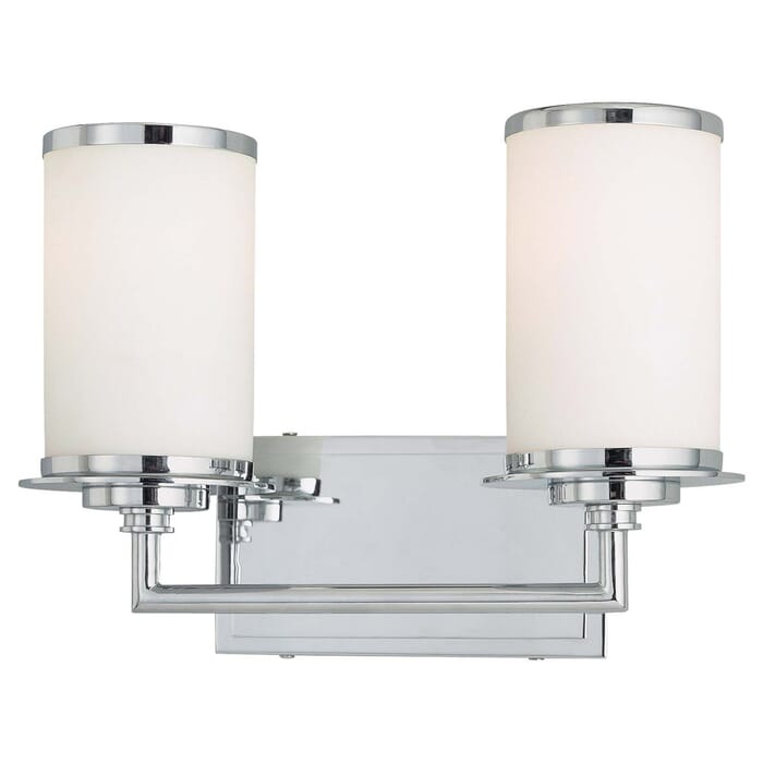 Minka Lavery Glass Note 2-Light 14" Bathroom Vanity Light in Chrome Minka Lavery Glass Note 2-Light 14" Bathroom Vanity Light in Chrome