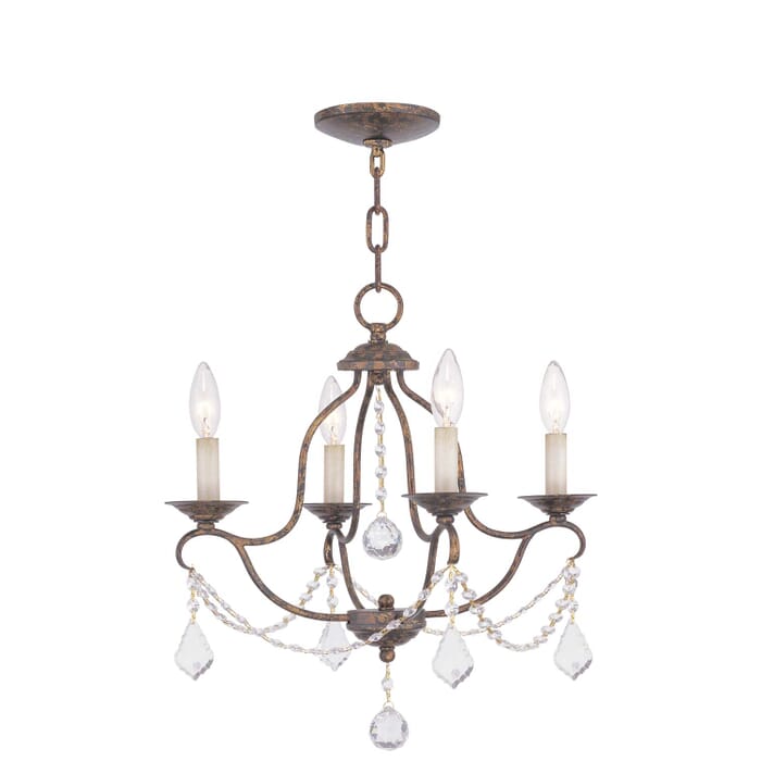 Chesterfield 4-Light Mini Chandelier in Hand Applied Venetian Golden Bronze Chesterfield 4-Light Mini Chandelier in Hand Applied Venetian Golden Bronze