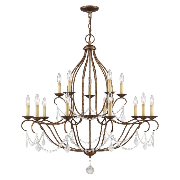 Chesterfield 15-Light Chandelier in Hand Applied Venetian Golden Bronze Chesterfield 15-Light Chandelier in Hand Applied Venetian Golden Bronze