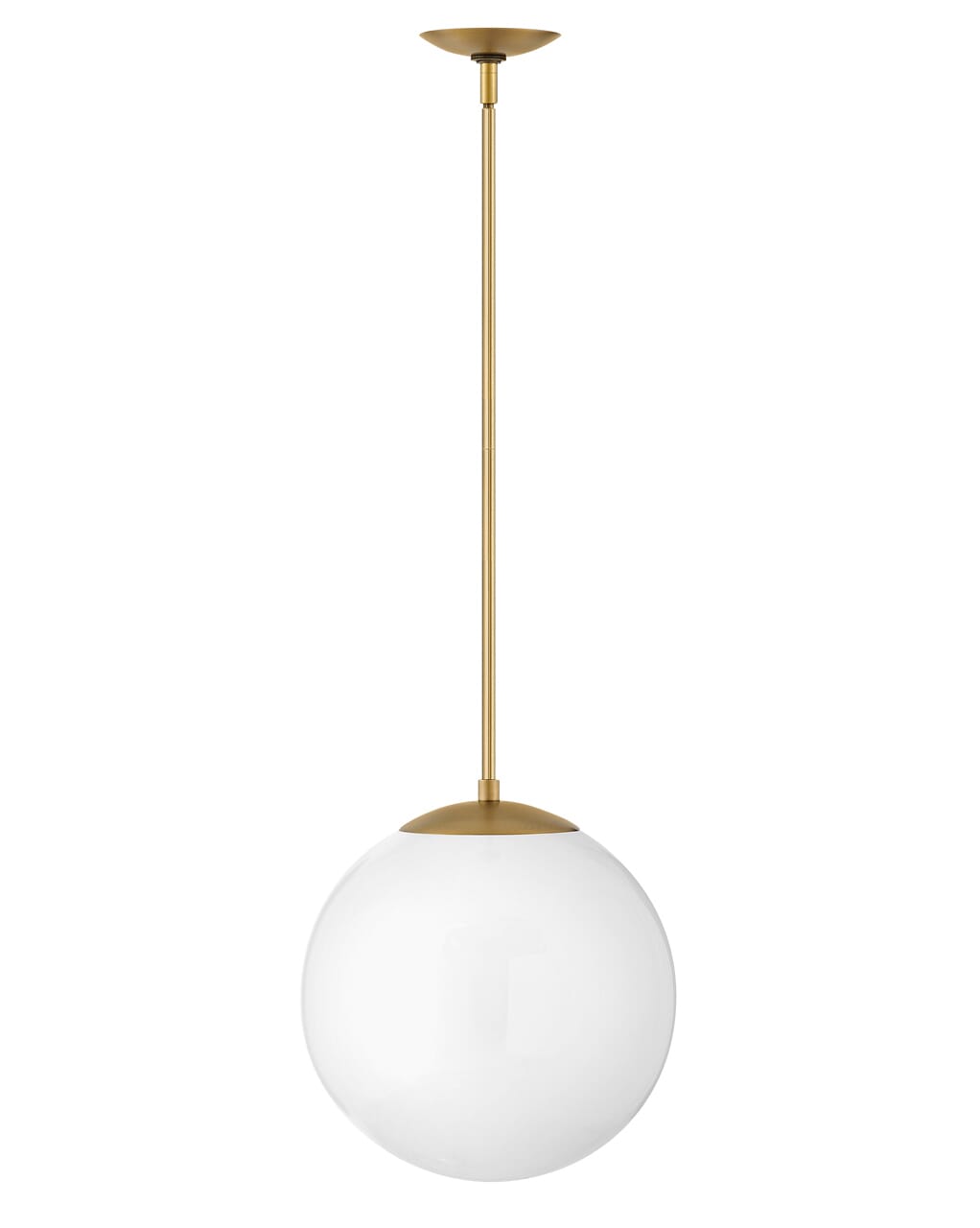 Warby 1-Light Pendant In Heritage Brass With White Glass