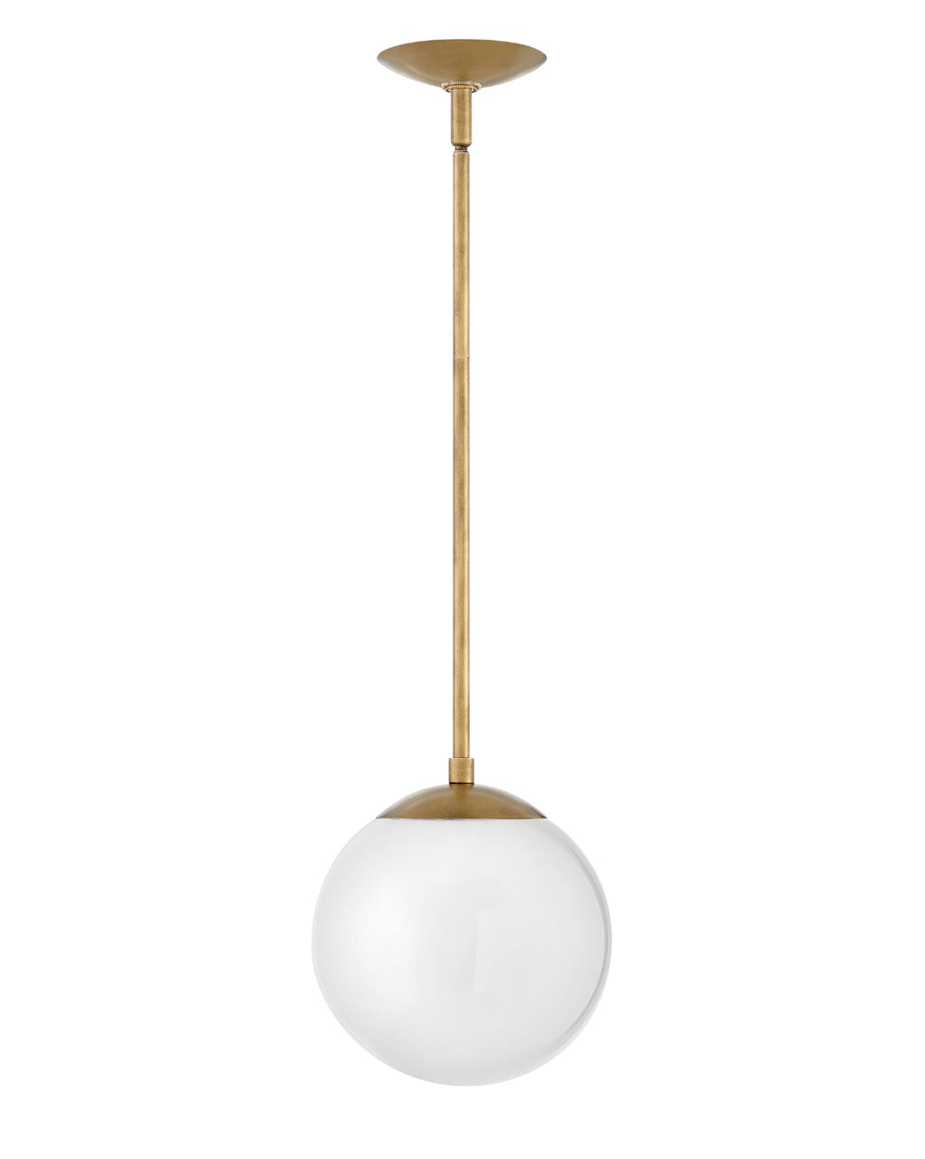 Warby 1-Light Pendant In Heritage Brass With White Glass