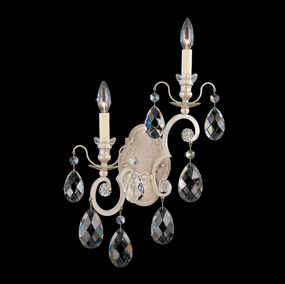 Schonbek Renaissance 2-Light Wall Sconce in Antique Silver with Clear Heritage Crystals